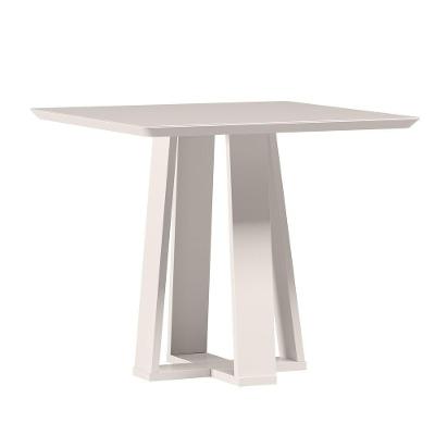 Mesa De Jantar Para 4 Lugares 90cm Tampo Quadrado Com Vidro Rubi Off White - New Ceval