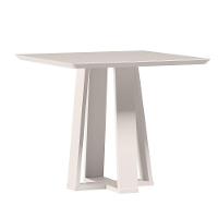 Mesa De Jantar Para 4 Lugares 90cm Tampo Quadrado Com Vidro Rubi Off White - New Ceval - 1