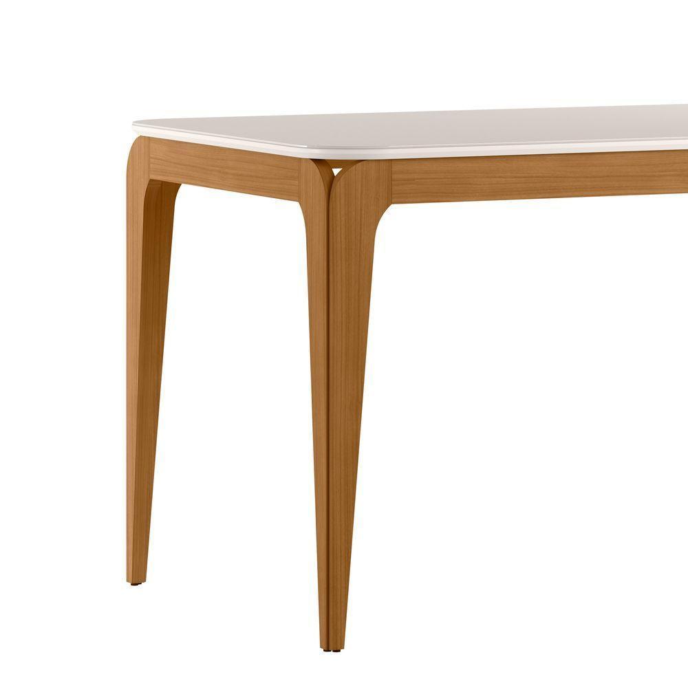Mesa De Jantar Para 4 Lugares 1,20m Tampo Mdf Com Vidro Aurea Ypê/off White - New Ceval - 2