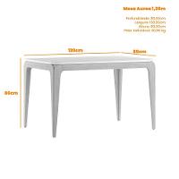 Mesa De Jantar Para 4 Lugares 1,20m Tampo Mdf Com Vidro Aurea Ypê/off White - New Ceval - 3
