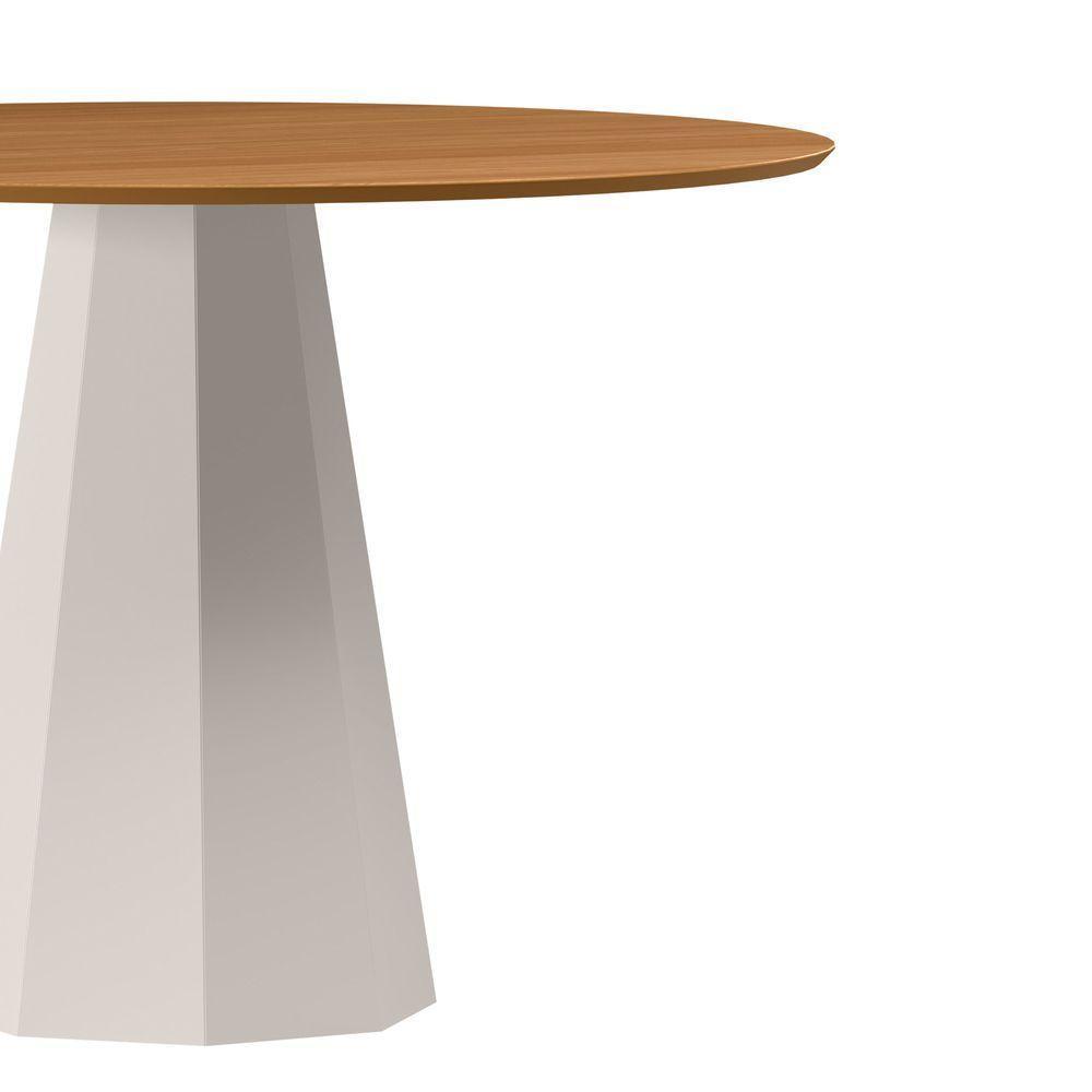 Mesa De Jantar Redonda Para 4 Lugares Tampo Em Mdf 1,17m Isis Off White/ypê - New Ceval - 2
