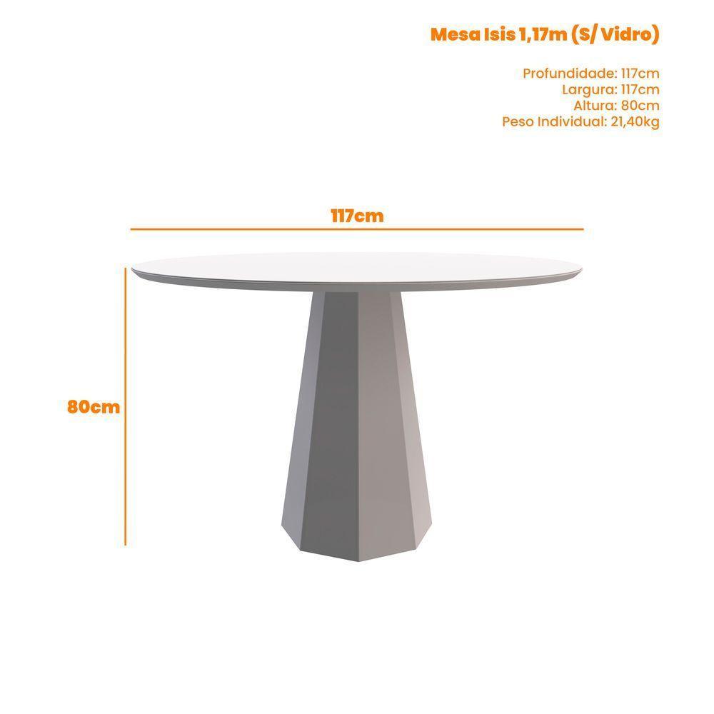 Mesa De Jantar Redonda Para 4 Lugares Tampo Em Mdf 1,17m Isis Off White/ypê - New Ceval - 3