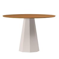 Mesa De Jantar Redonda Para 4 Lugares Tampo Em Mdf 1,17m Isis Off White/ypê - New Ceval - 1