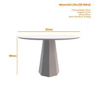 Mesa De Jantar Redonda Para 4 Lugares Tampo Em Mdf 1,17m Isis Off White/ypê - New Ceval - 3