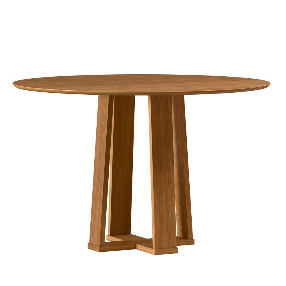 Mesa De Jantar Para 4 Lugares 1,17m Tampo Redondo Em Mdf Isabela Ypê - New Ceval - 1