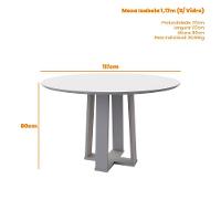 Mesa De Jantar Para 4 Lugares 1,17m Tampo Redondo Em Mdf Isabela Ypê - New Ceval - 3