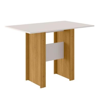 Mesa De Jantar 4 Lugares Tampo 108cm Sem Vidro Milano Freijó Uv/off White - Poliman