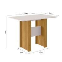 Mesa De Jantar 4 Lugares Tampo 108cm Sem Vidro Milano Freijó Uv/off White - Poliman - 3