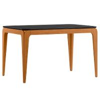 Mesa De Jantar Para 4 Lugares 1,20m Tampo Mdf Com Vidro Aurea Ypê/preto - New Ceval - 1