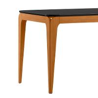 Mesa De Jantar Para 4 Lugares 1,20m Tampo Mdf Com Vidro Aurea Ypê/preto - New Ceval - 2