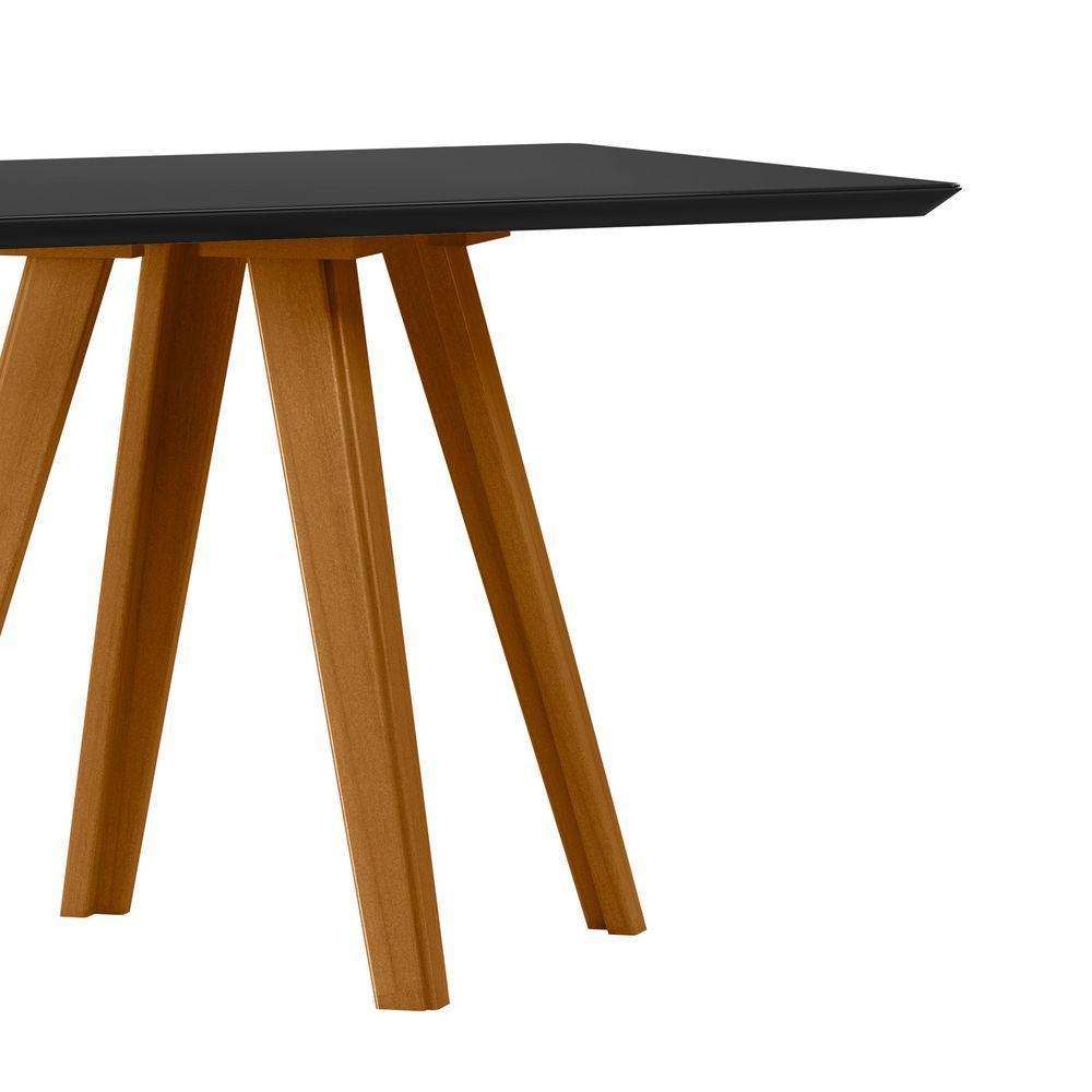 Mesa De Jantar Para 4 Lugares 1,20m Tampo Mdf Com Vidro Mariah Ypê/preto - New Ceval - 2