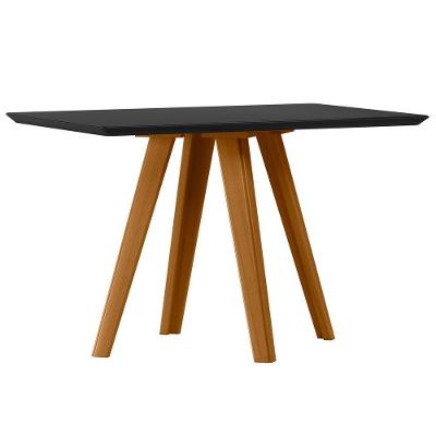 Mesa De Jantar Para 4 Lugares 1,20m Tampo Mdf Com Vidro Mariah Ypê/preto - New Ceval