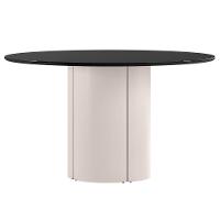 Mesa De Jantar Redonda Para 6 Lugares 135cm Tampo Mdf Com Vidro Serena Off White/preto - New Ceval - 1