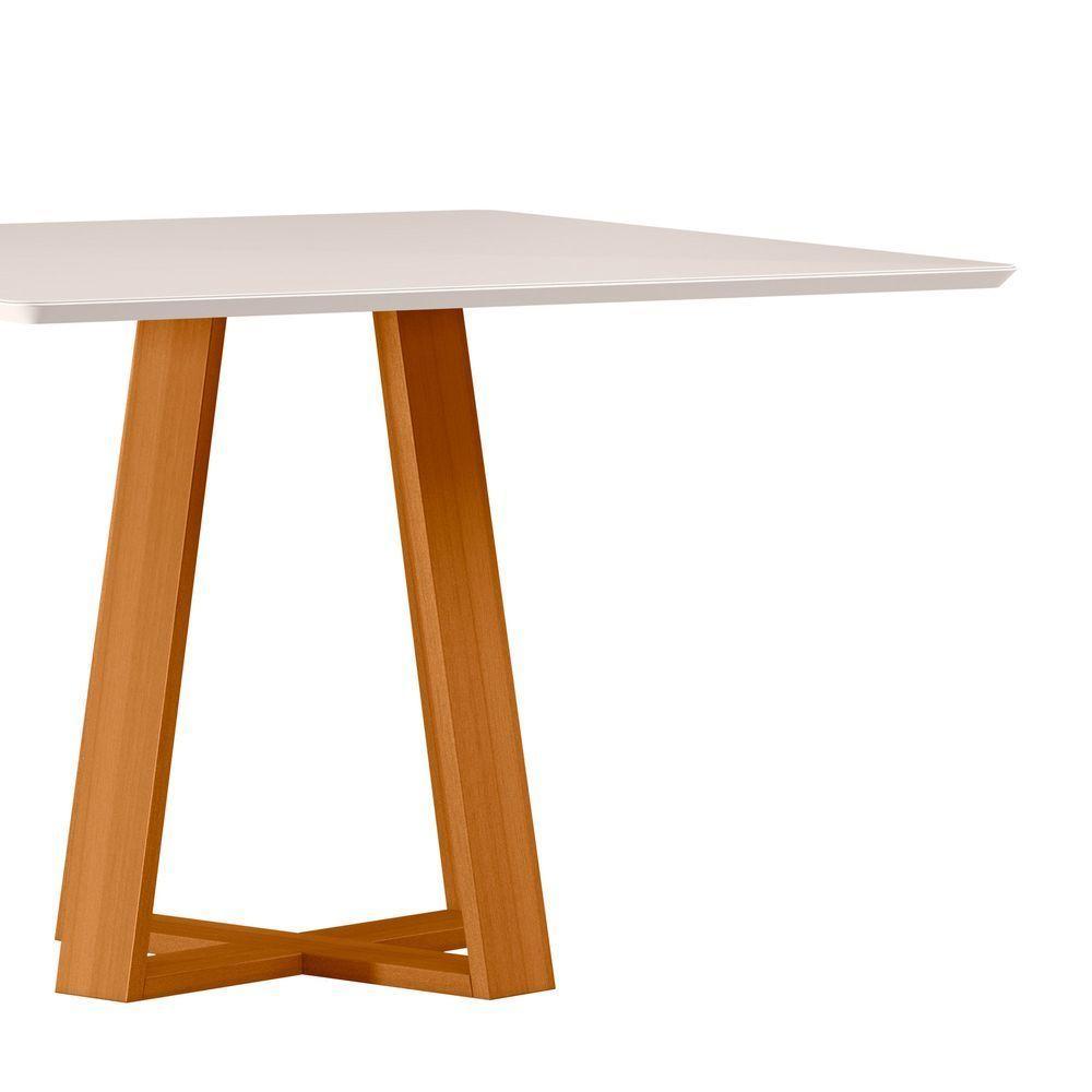 Mesa De Jantar Quadrada 6 Lugares 135cm Tampo Mdf Com Vidro Lectus Ypê/off White - New Ceval - 2