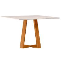 Mesa De Jantar Quadrada 6 Lugares 135cm Tampo Mdf Com Vidro Lectus Ypê/off White - New Ceval - 1