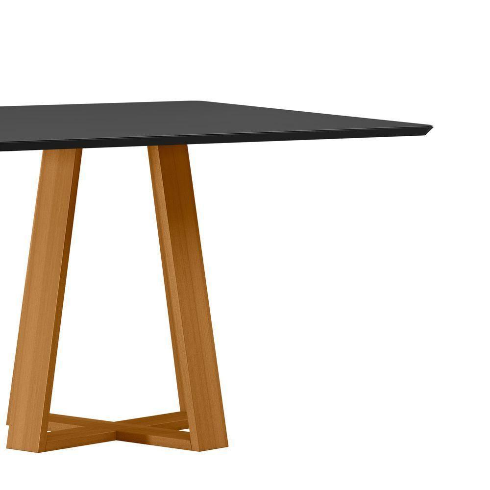 Mesa De Jantar Quadrada 6 Lugares 135cm Tampo Mdf Com Vidro Lectus Ypê/preto - New Ceval - 2