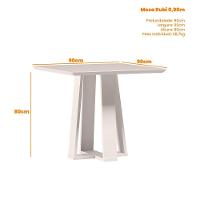 Mesa De Jantar Para 4 Lugares 90cm Tampo Quadrado Com Vidro Rubi Ypê/preto - New Ceval - 2