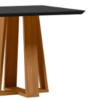 Mesa De Jantar Para 4 Lugares 90cm Tampo Quadrado Com Vidro Rubi Ypê/preto - New Ceval - 3