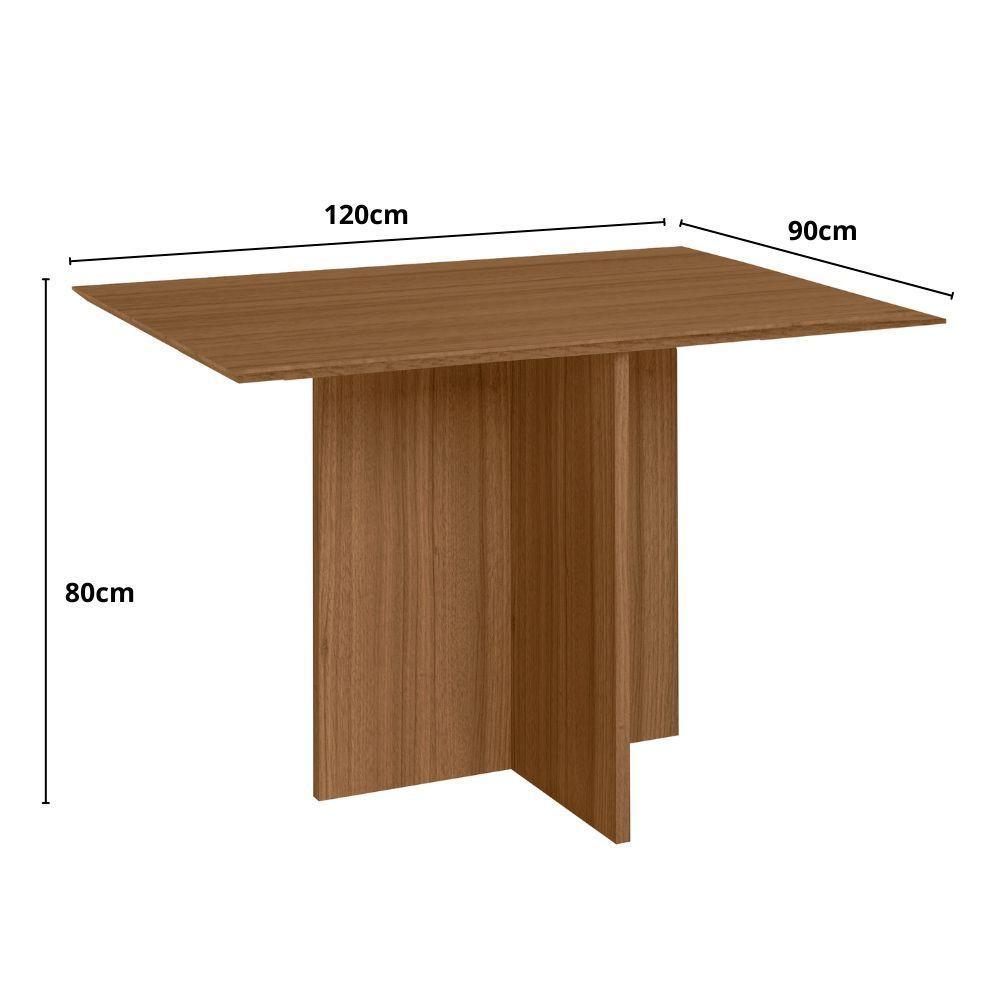 Mesa De Jantar 4 Lugares 120cm Tampo Chanfrado Retangular Sem Vidro Helô Carvalho - Poliman - 3