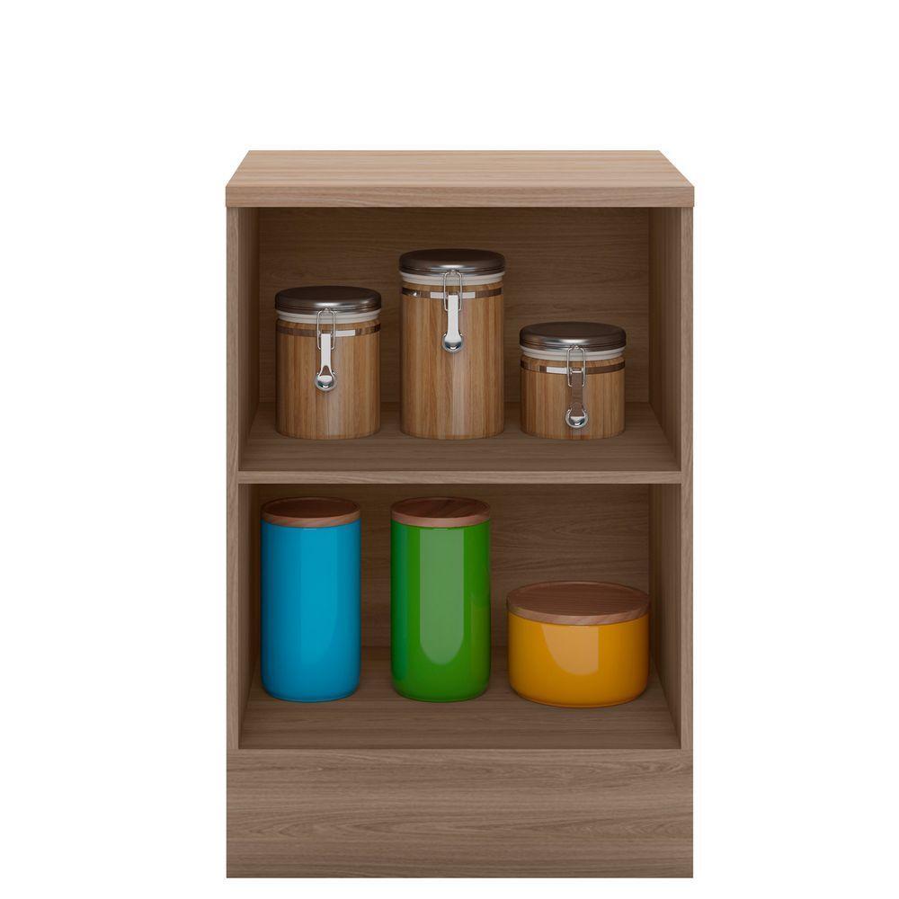 Balcão De Cozinha 58cm 1 Porta Com Tampo Etna Carvalho Oak/off White - Poliman - 3