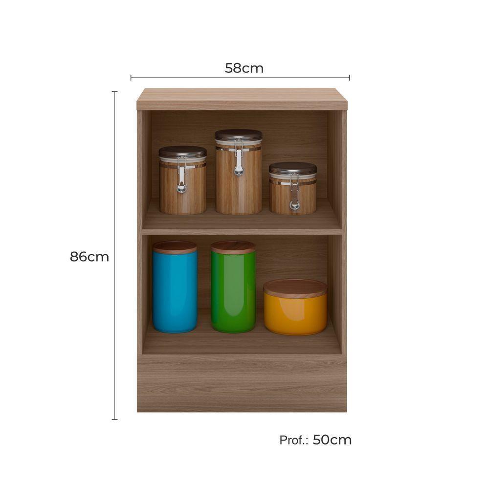 Balcão De Cozinha 58cm 1 Porta Com Tampo Etna Carvalho Oak/off White - Poliman - 5