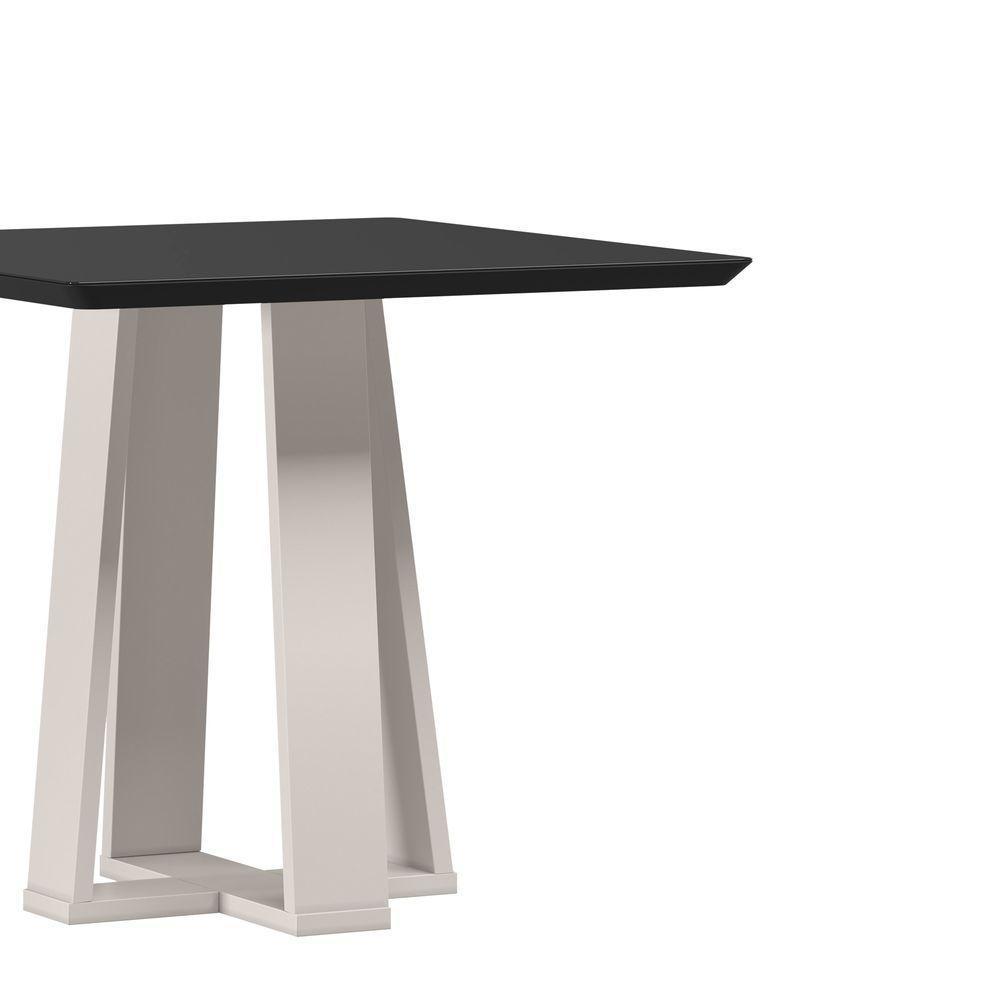Mesa De Jantar Quadrada 4 Lugares 90cm Tampo Mdf Com Vidro Valencia Off White/preto - New Ceval - 2