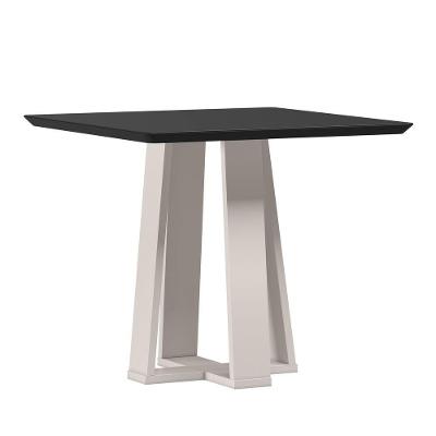 Mesa De Jantar Quadrada 4 Lugares 90cm Tampo Mdf Com Vidro Valencia Off White/preto - New Ceval