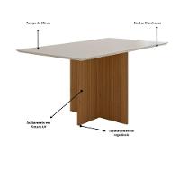 Mesa De Jantar Retangular 6 Lugares 160cm Tampo Chanfrado Sem Vidro Helô Carvalho/off White - Poliman - 2