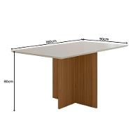 Mesa De Jantar Retangular 6 Lugares 160cm Tampo Chanfrado Sem Vidro Helô Carvalho/off White - Poliman - 3