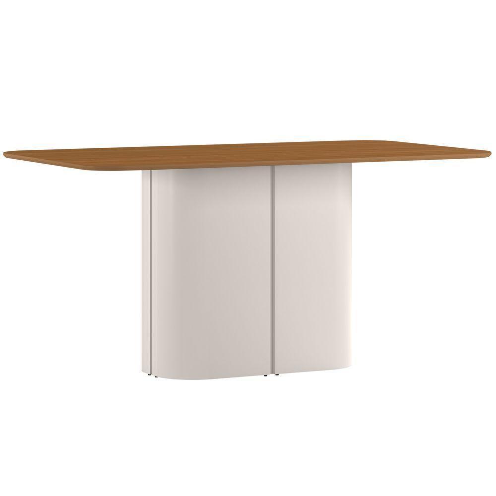 Mesa De Jantar Para 6 Lugares 160cm Tampo Em Mdf Serena Off White/ypê - New Ceval - 1