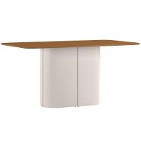 Mesa De Jantar Para 6 Lugares 160cm Tampo Em Mdf Serena Off White/ypê - New Ceval - 1