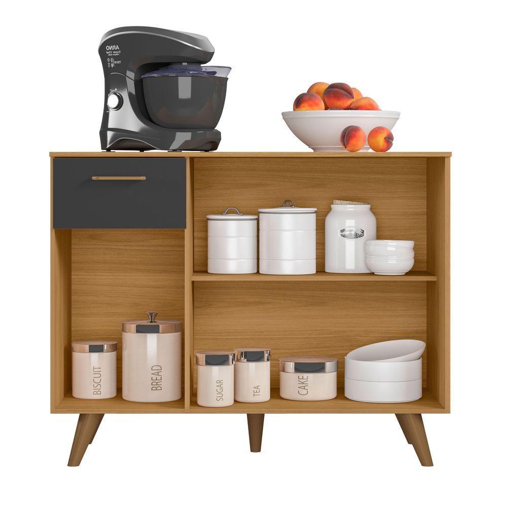 Balcão De Cozinha Com Tampo 1,05cm 3 Portas E 1 Gaveta Freijó Uv/grafite Acetinado Olinda - Poliman - 2