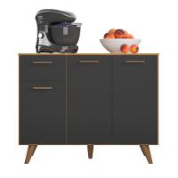 Balcão De Cozinha Com Tampo 1,05cm 3 Portas E 1 Gaveta Freijó Uv/grafite Acetinado Olinda - Poliman - 1