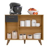 Balcão De Cozinha Com Tampo 1,05cm 3 Portas E 1 Gaveta Freijó Uv/grafite Acetinado Olinda - Poliman - 2