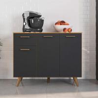 Balcão De Cozinha Com Tampo 1,05cm 3 Portas E 1 Gaveta Freijó Uv/grafite Acetinado Olinda - Poliman - 3