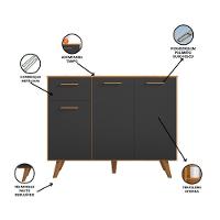Balcão De Cozinha Com Tampo 1,05cm 3 Portas E 1 Gaveta Freijó Uv/grafite Acetinado Olinda - Poliman