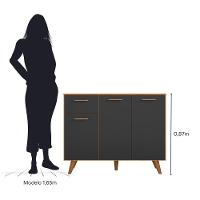 Balcão De Cozinha Com Tampo 1,05cm 3 Portas E 1 Gaveta Freijó Uv/grafite Acetinado Olinda - Poliman - 5