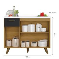 Balcão De Cozinha Com Tampo 1,05cm 3 Portas E 1 Gaveta Freijó Uv/grafite Acetinado Olinda - Poliman - 6