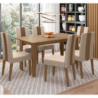 Conjunto Sala De Jantar 6 Cadeiras Tampo Retangular 160cm Sem Vidro Liz Carvalho Linea Marfim - Poliman - 2