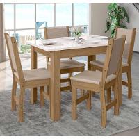 Conjunto Sala De Jantar 4 Cadeiras Tampo Retangular 108cm Sem Vidro Bellagio Carvalho Off White Clara Savana - Poliman - 2