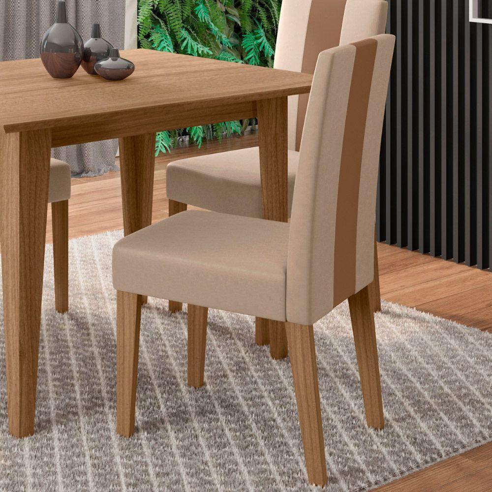 Conjunto Sala De Jantar Quadrada Mesa Helo Com Vidro 90cm E 04 Cadeiras Linea Carvalho/off White - Poliman - 8