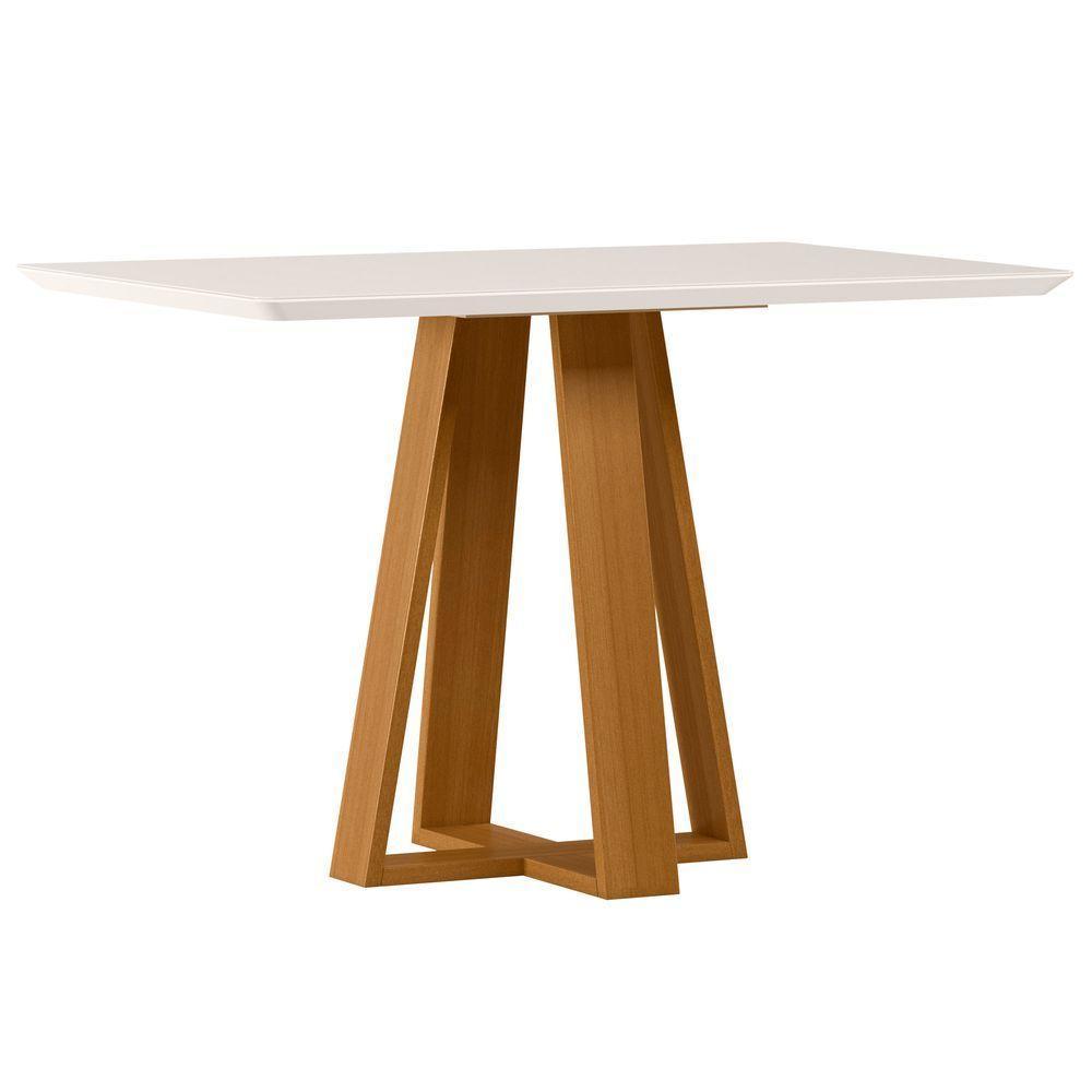 Conjunto Sala De Jantar Mesa Lectus 1,20m Com 4 Cadeiras Sarah Ypê/off White/ja02 - New Ceval  - 3