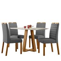 Conjunto Sala De Jantar Mesa Lectus 1,20m Com 4 Cadeiras Sarah Ypê/off White/ja02 - New Ceval  - 2