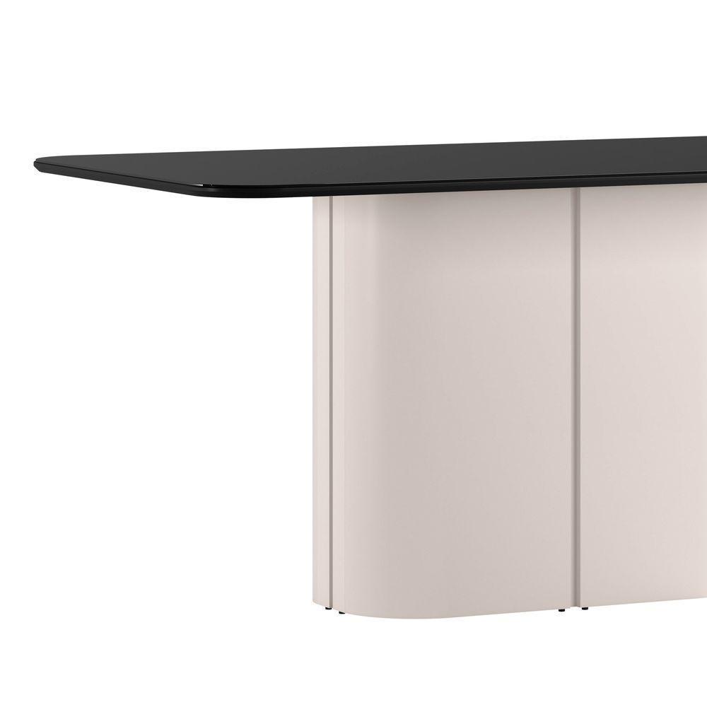 Mesa De Jantar Para 6 Lugares 160cm Tampo Mdf Com Vidro Serena Off White/preto - New Ceval - 2