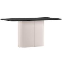 Mesa De Jantar Para 6 Lugares 160cm Tampo Mdf Com Vidro Serena Off White/preto - New Ceval - 1