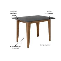 Mesa De Jantar Retangular 4 Lugares 120cm Tampo Chanfrado Com Vidro Kate Carvalho/grafite/preto - Poliman - 2