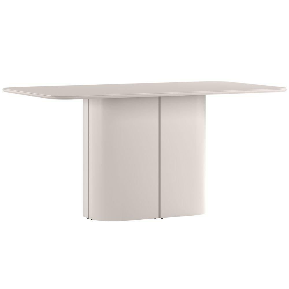Mesa De Jantar Para 6 Lugares 160cm Tampo Mdf Com Vidro Serena Off White - New Ceval - 1
