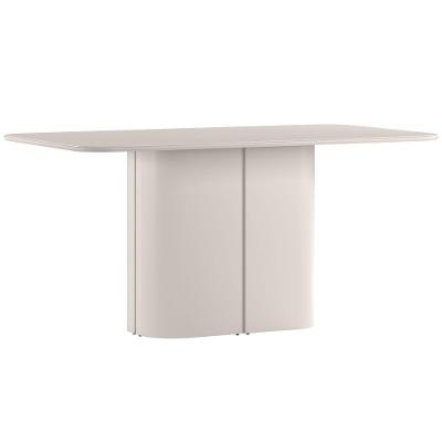 Mesa De Jantar Para 6 Lugares 160cm Tampo Mdf Com Vidro Serena Off White - New Ceval