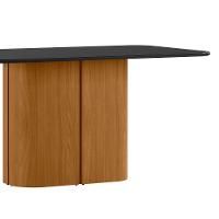 Mesa De Jantar Para 6 Lugares 160cm Tampo Mdf Com Vidro Serena Ypê/preto - New Ceval - 2