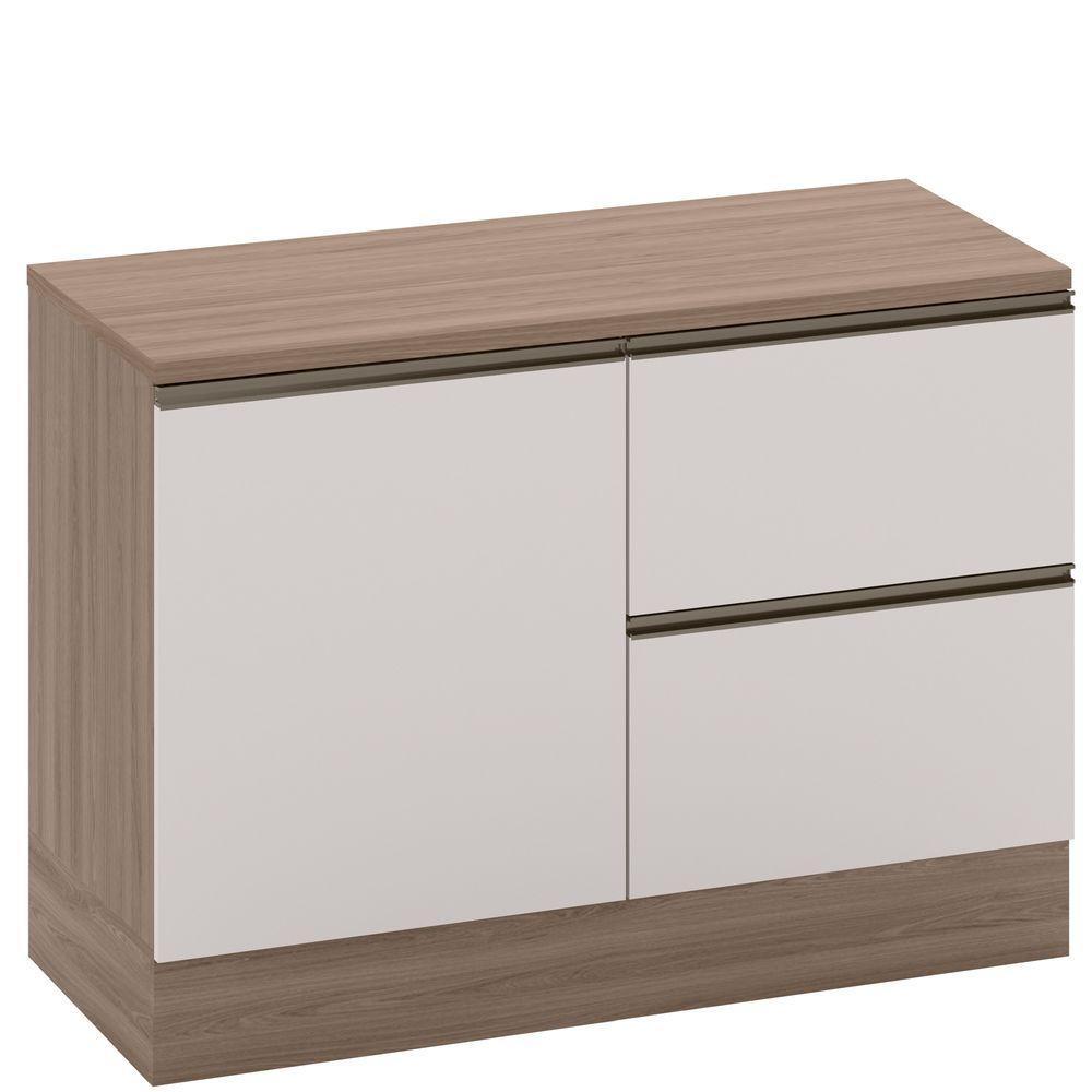 Balcão Para Cozinha 120cm Flex 1 Porta 3 Gavetas Com Tampo E Porta Talher Etna Carvalho Oak/off White - Poliman - 2